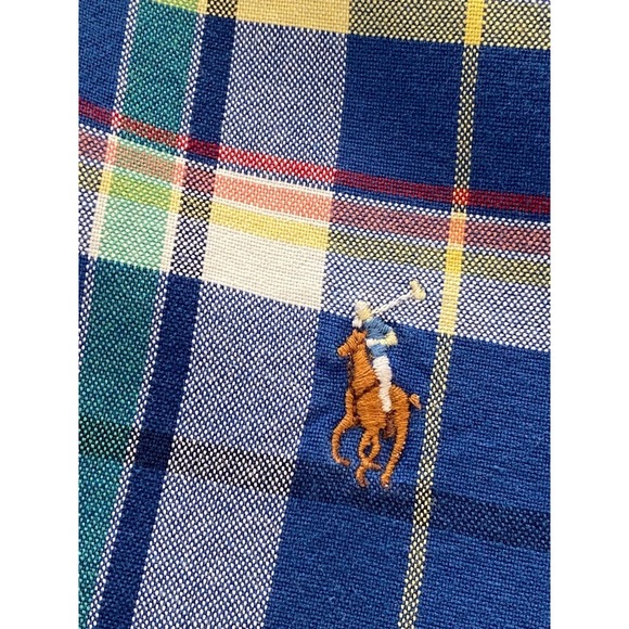 Ralph Lauren Other - Ralph Lauren Mens 2XL Slim Fit Short Sleeve Plaid Button Down Shirt Blue Yellow